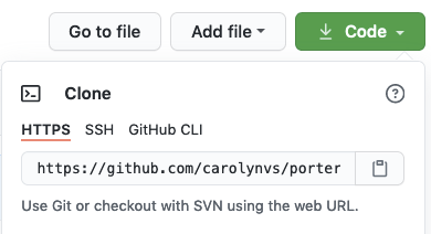 click on the green code button on the repository’s homepage, and copy the reference